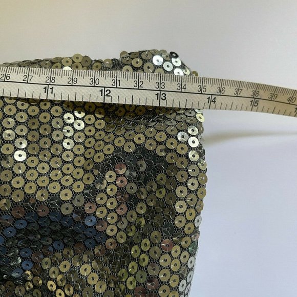 Rue 21 Sequined Dress Womens sz Med Silver Strapless Ruffles Party Prom Club - Picture 7 of 9